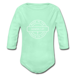 Made in the Image of God - Organic Long Sleeve Baby Bodysuit - light mint
