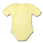 Made in the Image of God - Organic Short Sleeve Baby Bodysuit - washed yellow