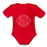 Made in the Image of God - Organic Short Sleeve Baby Bodysuit - red