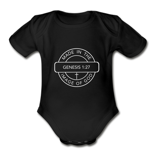 Made in the Image of God - Organic Short Sleeve Baby Bodysuit - black