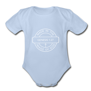 Made in the Image of God - Organic Short Sleeve Baby Bodysuit - sky