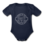 Made in the Image of God - Organic Short Sleeve Baby Bodysuit - dark navy