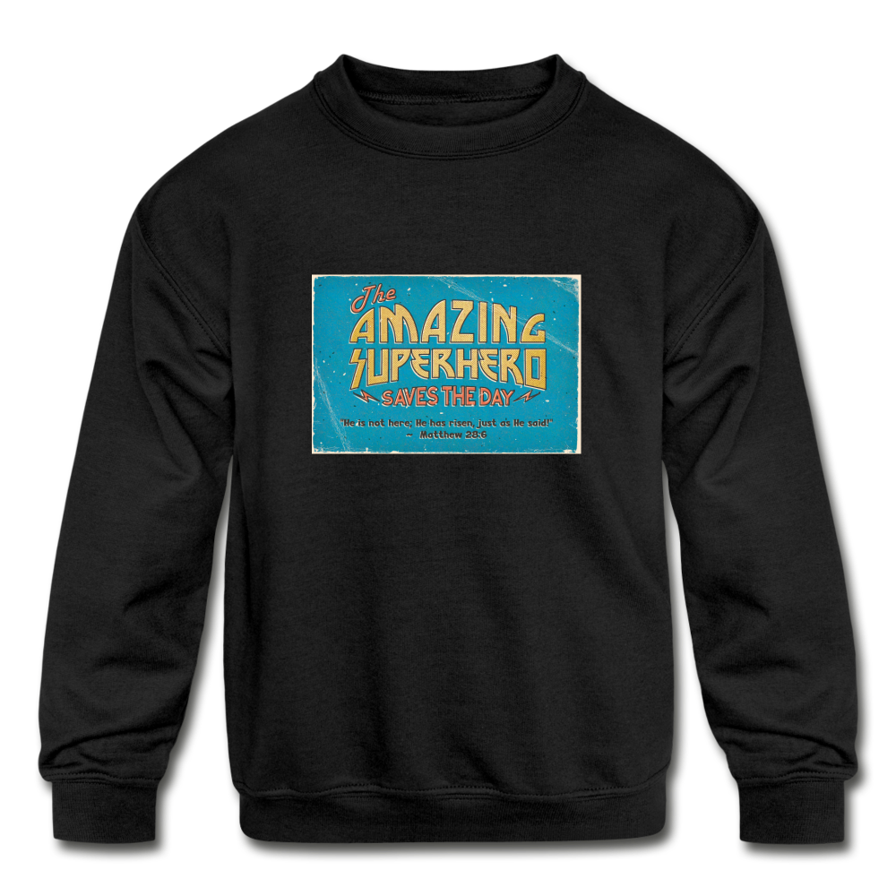 Amazing Superhero - Kids' Crewneck Sweatshirt - black