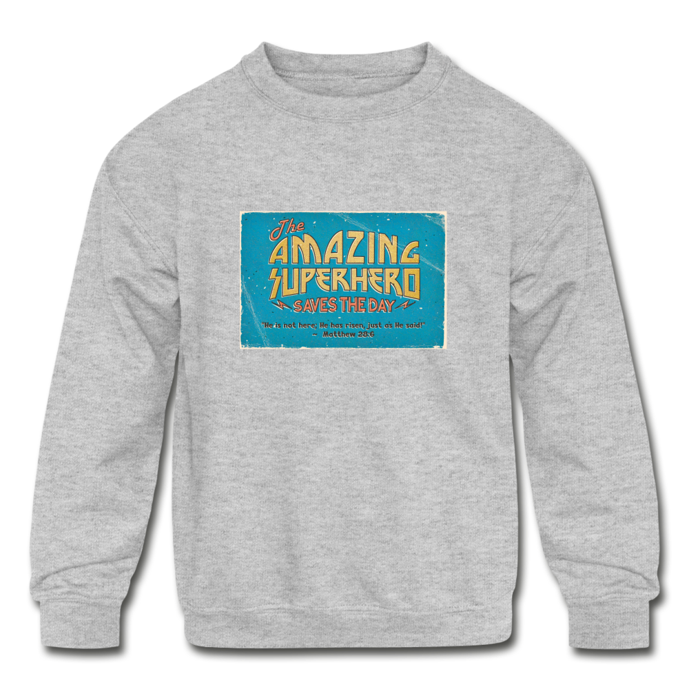 Amazing Superhero - Kids' Crewneck Sweatshirt - heather gray