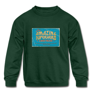 Amazing Superhero - Kids' Crewneck Sweatshirt - forest green