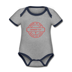 Made in the Image of God - Organic Contrast Short Sleeve Baby Bodysuit - heather gray/navy
