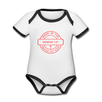 Made in the Image of God - Organic Contrast Short Sleeve Baby Bodysuit - white/black