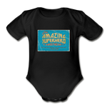 Amazing Superhero - Organic Short Sleeve Baby Bodysuit - black