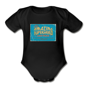 Amazing Superhero - Organic Short Sleeve Baby Bodysuit - black