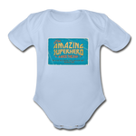 Amazing Superhero - Organic Short Sleeve Baby Bodysuit - sky