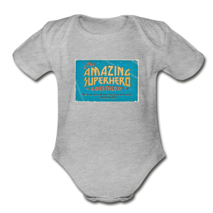 Amazing Superhero - Organic Short Sleeve Baby Bodysuit - heather gray