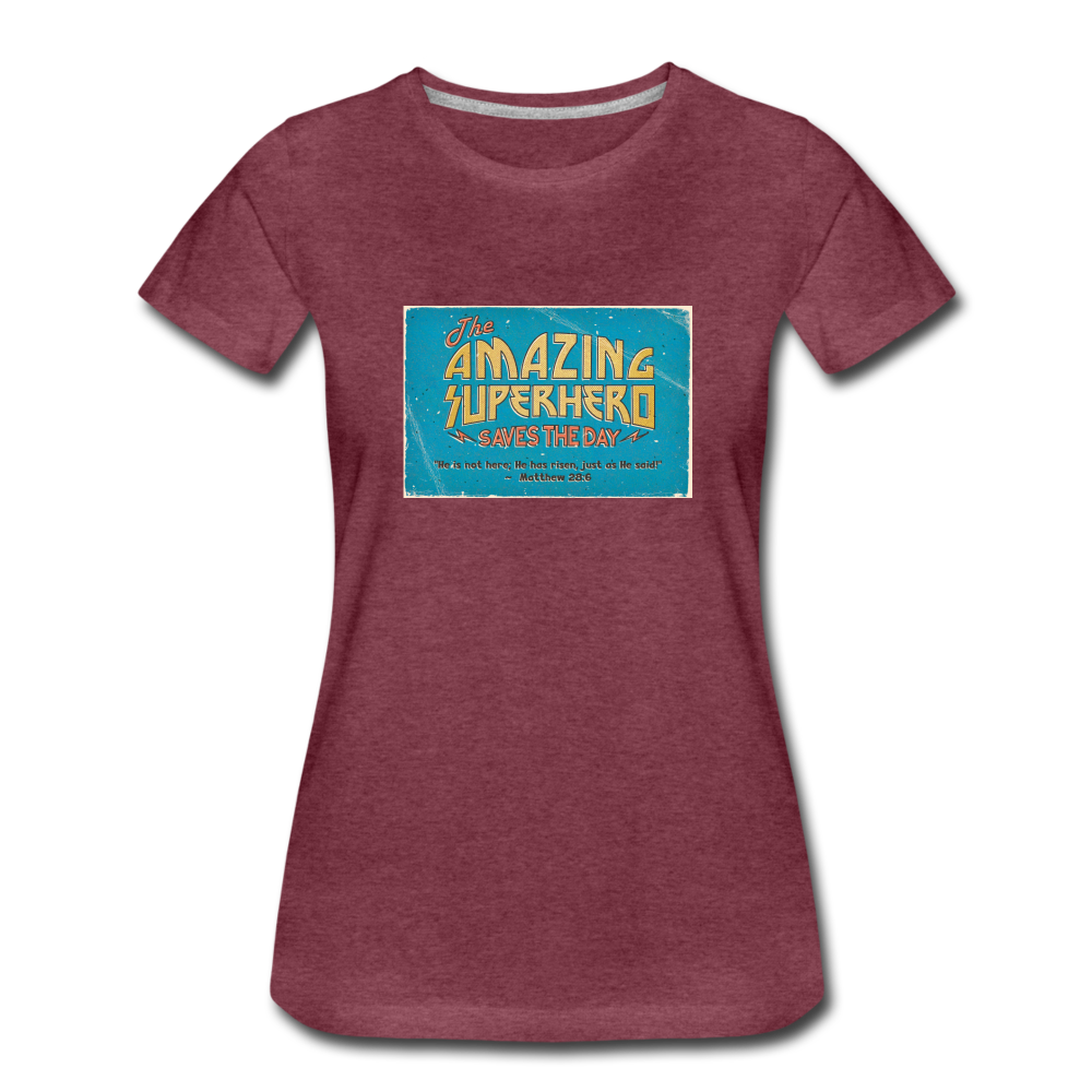 Amazing Superhero - Women’s Premium T-Shirt - heather burgundy