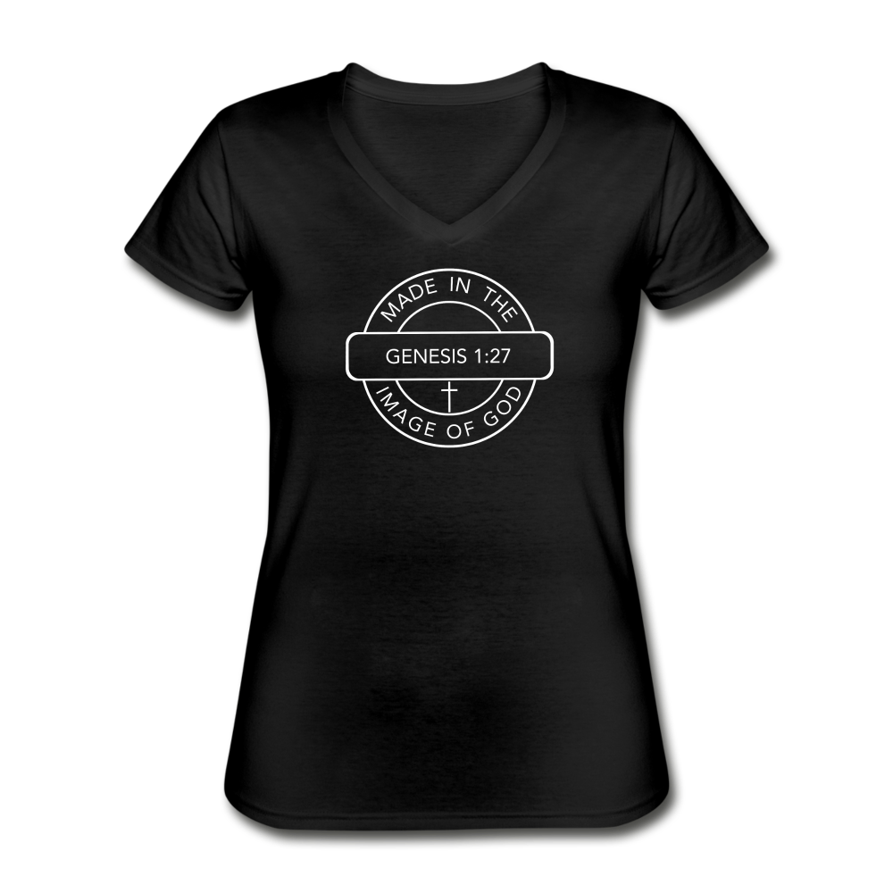 Made in the Image of God - Women's V-Neck T-Shirt - black