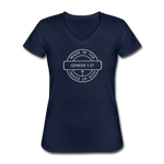 Made in the Image of God - Women's V-Neck T-Shirt - navy