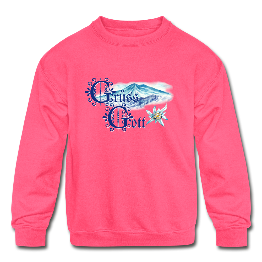 Grüss Gott - Kids' Crewneck Sweatshirt - neon pink