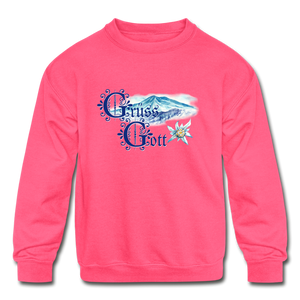 Grüss Gott - Kids' Crewneck Sweatshirt - neon pink