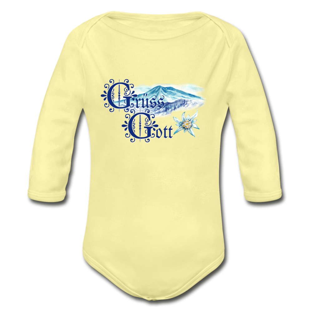 Grüss Gott - Organic Long Sleeve Baby Bodysuit - washed yellow