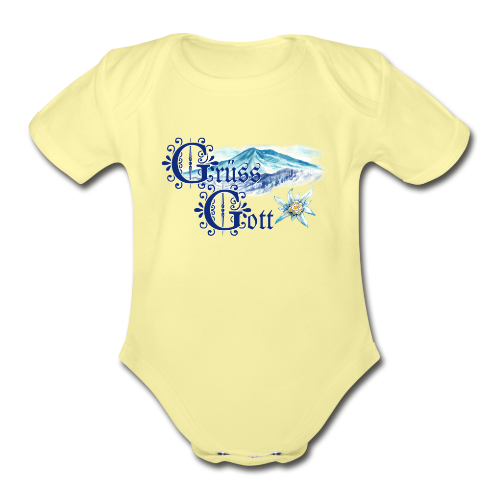 Grüss Gott - Organic Short Sleeve Baby Bodysuit - washed yellow