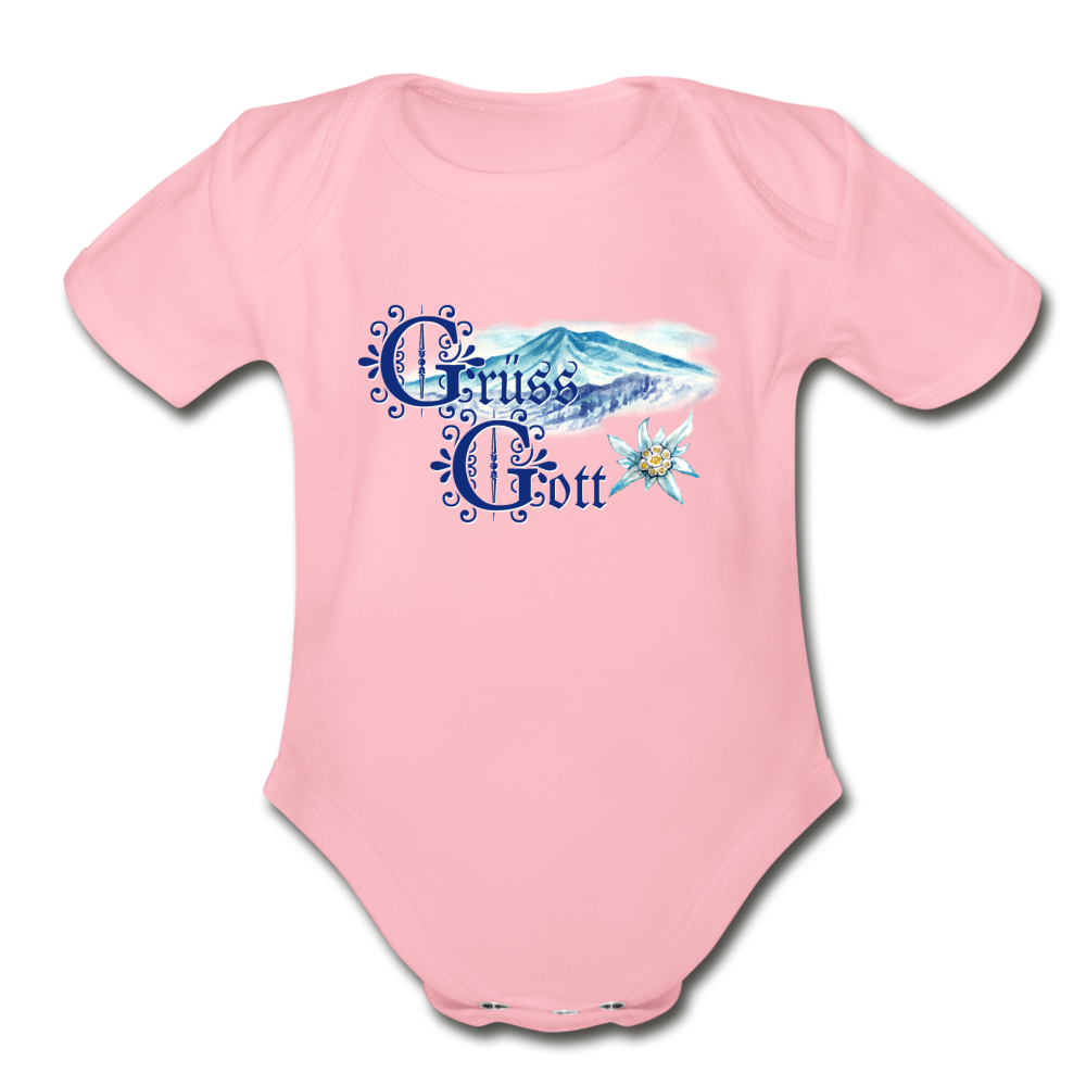 Grüss Gott - Organic Short Sleeve Baby Bodysuit - light pink