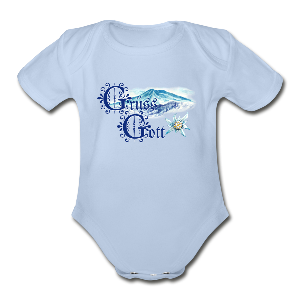 Grüss Gott - Organic Short Sleeve Baby Bodysuit - sky