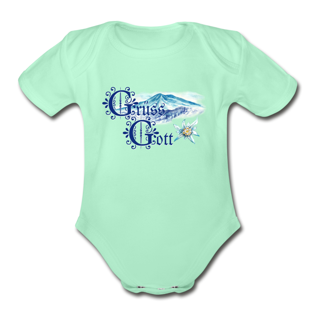 Grüss Gott - Organic Short Sleeve Baby Bodysuit - light mint