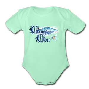Grüss Gott - Organic Short Sleeve Baby Bodysuit - light mint