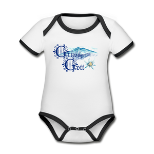 Grüss Gott - Organic Contrast Short Sleeve Baby Bodysuit - white/black