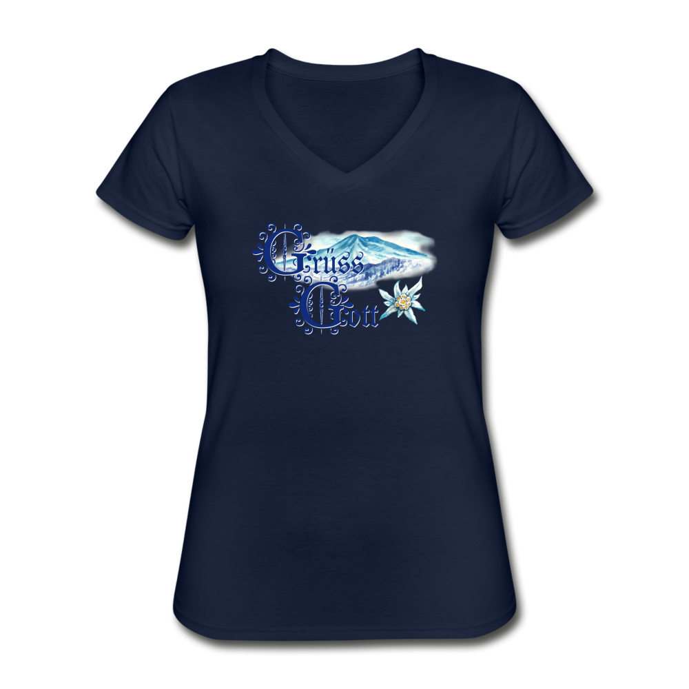 Grüss Gott - Women's V-Neck T-Shirt - navy