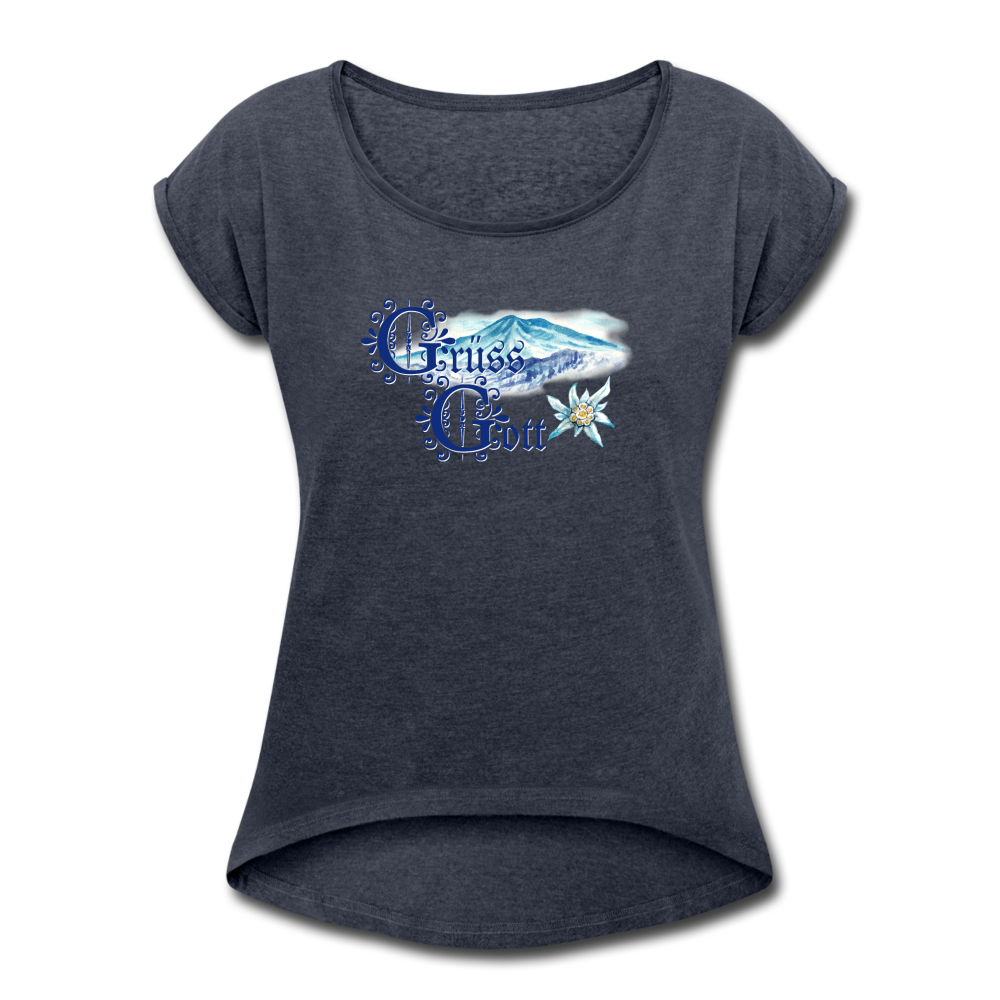 Grüss Gott - Women's Roll Cuff T-Shirt - navy heather