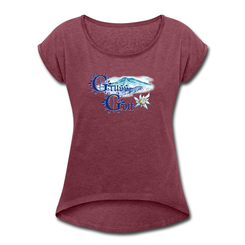 Grüss Gott - Women's Roll Cuff T-Shirt - heather burgundy