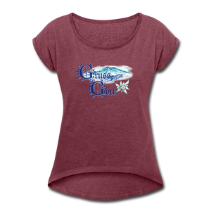 Grüss Gott - Women's Roll Cuff T-Shirt - heather burgundy
