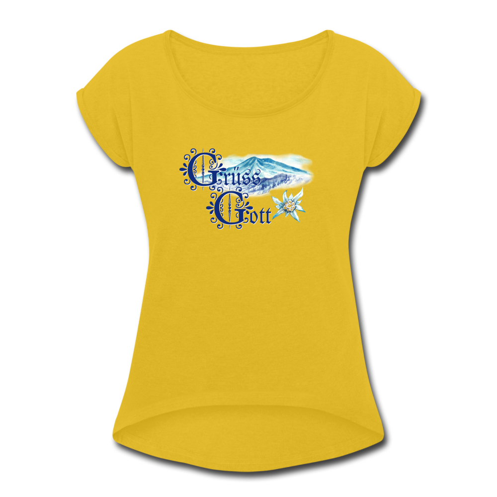 Grüss Gott - Women's Roll Cuff T-Shirt - mustard yellow