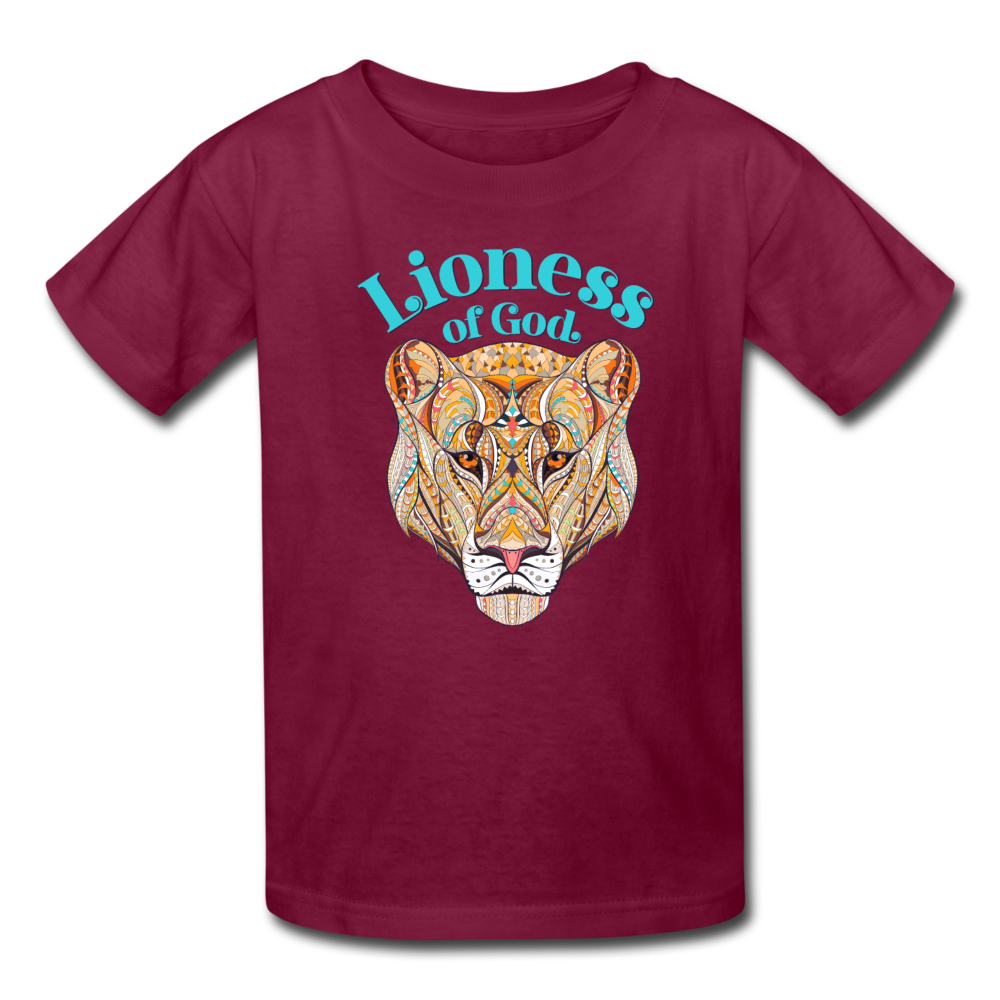 Lioness of God - Kids' T-Shirt - burgundy