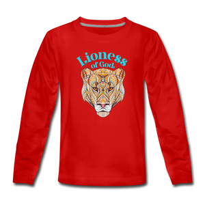 Lioness of God - Kids' Premium Long Sleeve T-Shirt - red