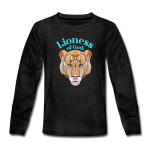 Lioness of God - Kids' Premium Long Sleeve T-Shirt - charcoal gray