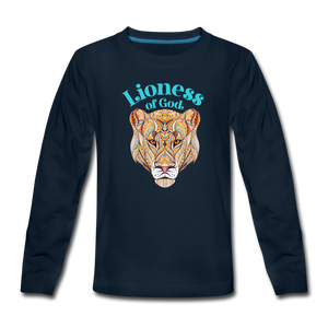Lioness of God - Kids' Premium Long Sleeve T-Shirt - deep navy