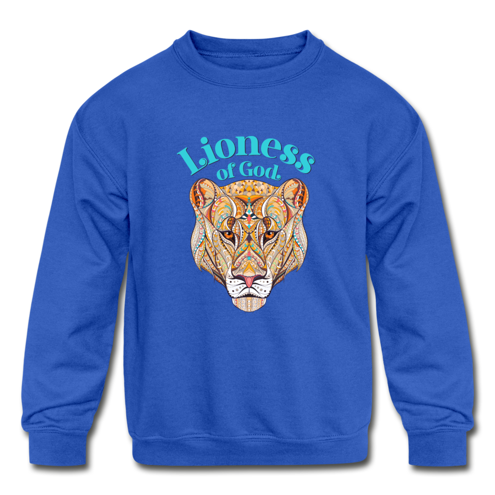 Lioness of God - Kids' Crewneck Sweatshirt - royal blue
