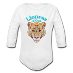 Lioness of God - Organic Long Sleeve Baby Bodysuit - white