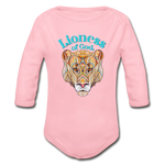 Lioness of God - Organic Long Sleeve Baby Bodysuit - light pink