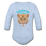 Lioness of God - Organic Long Sleeve Baby Bodysuit - sky