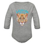 Lioness of God - Organic Long Sleeve Baby Bodysuit - heather gray