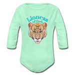 Lioness of God - Organic Long Sleeve Baby Bodysuit - light mint