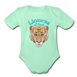 Lioness of God - Organic Short Sleeve Baby Bodysuit - light mint