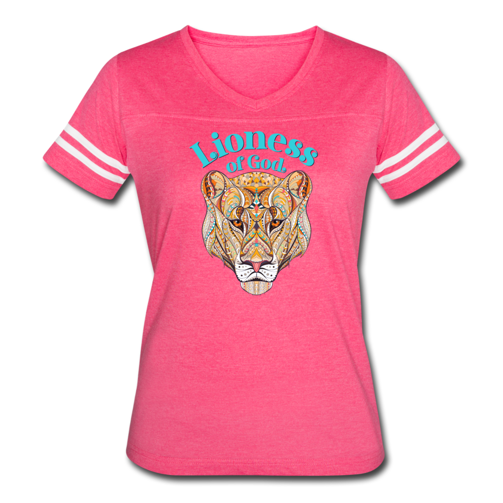 Lioness of God - Women’s Vintage Sport T-Shirt - vintage pink/white
