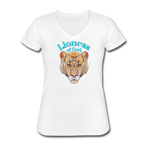 Lioness of God - Women's V-Neck T-Shirt - white