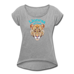 Lioness of God - Women's Roll Cuff T-Shirt - heather gray