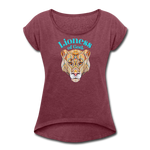 Lioness of God - Women's Roll Cuff T-Shirt - heather burgundy