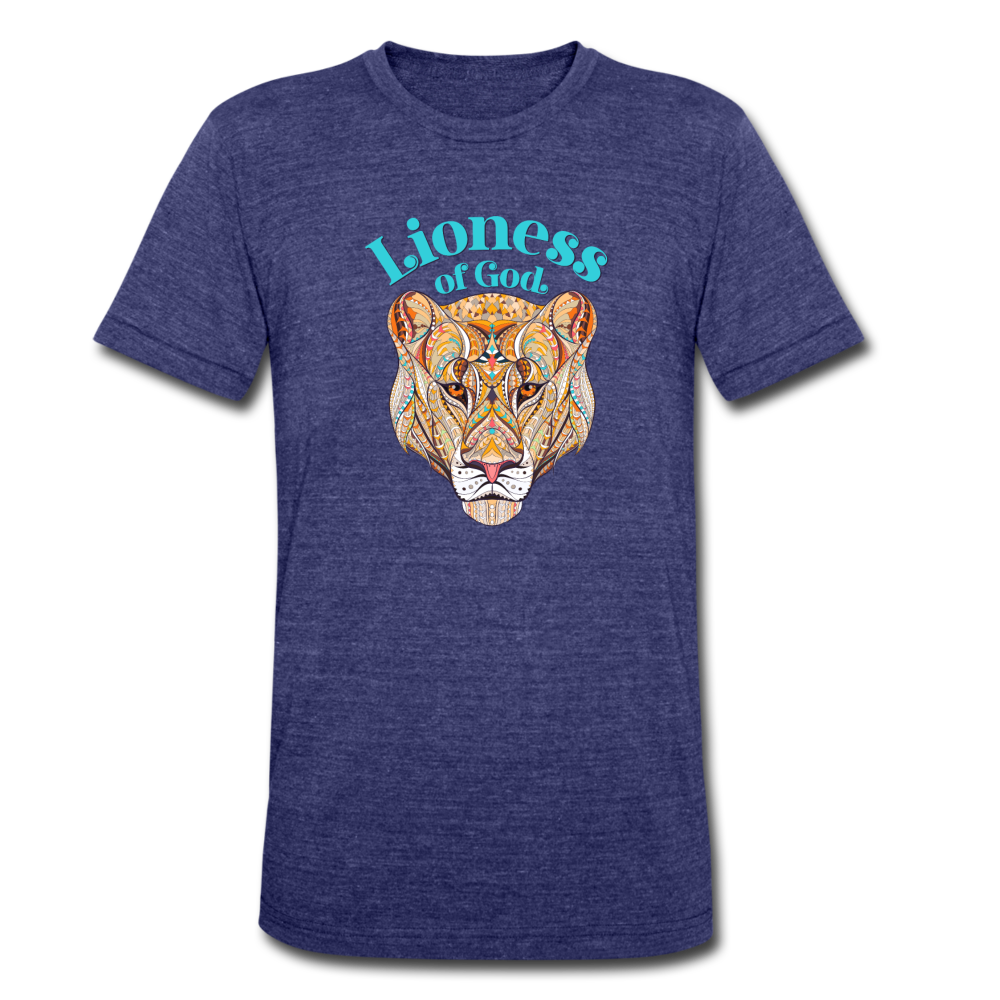 Lioness of God - Unisex Tri-Blend T-Shirt - heather indigo
