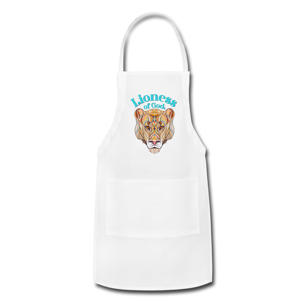 Lioness of God - Adjustable Apron - white