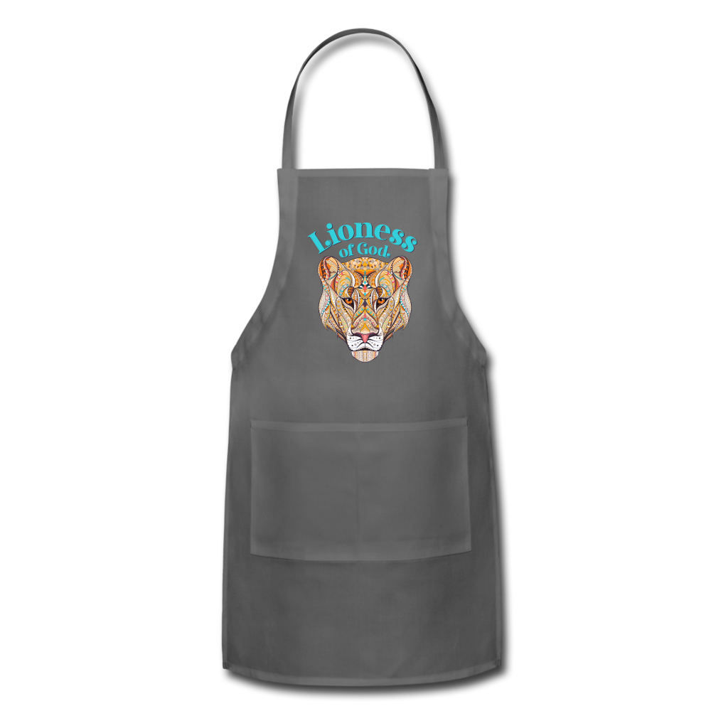 Lioness of God - Adjustable Apron - charcoal